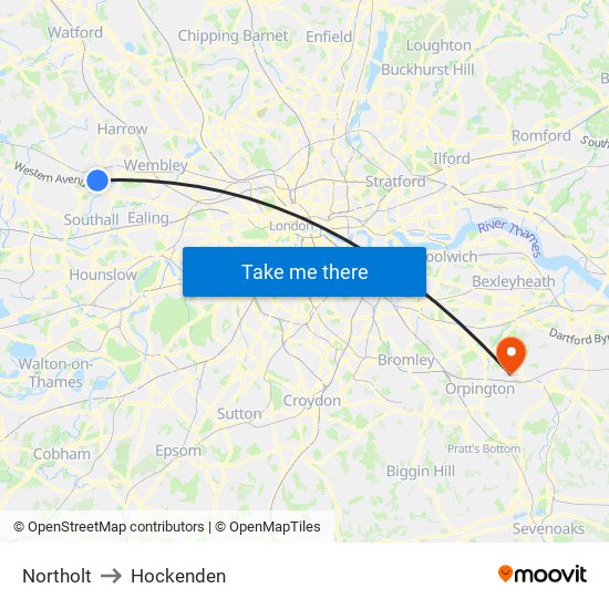 Northolt to Hockenden map