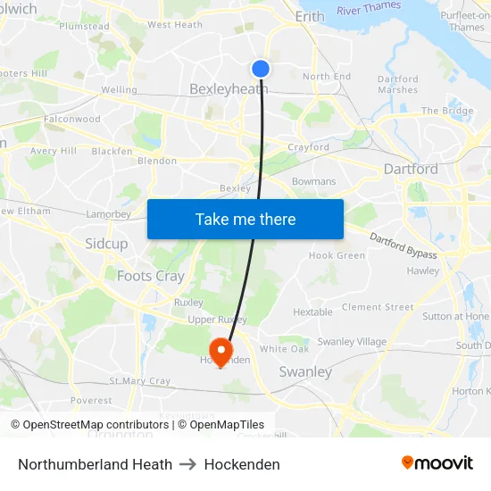 Northumberland Heath to Hockenden map