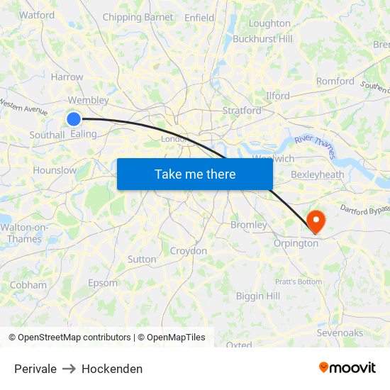 Perivale to Hockenden map