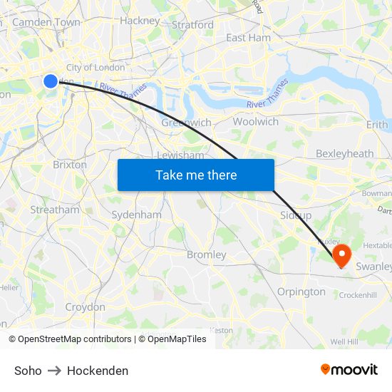 Soho to Hockenden map