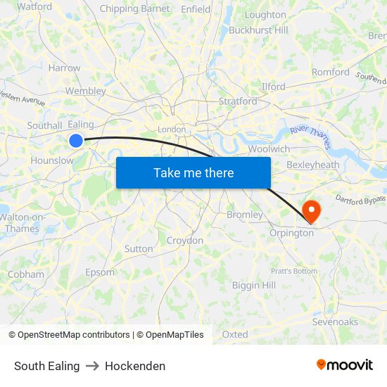 South Ealing to Hockenden map