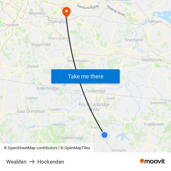 Wealden to Hockenden map