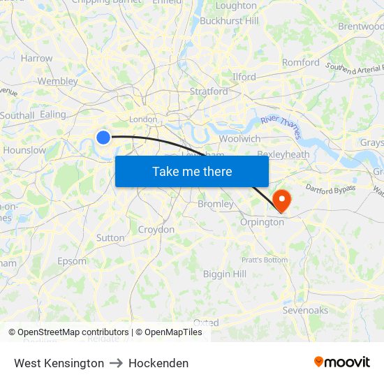 West Kensington to Hockenden map