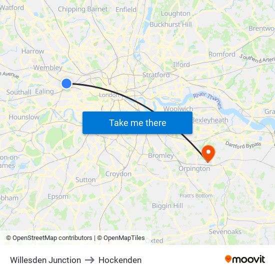 Willesden Junction to Hockenden map