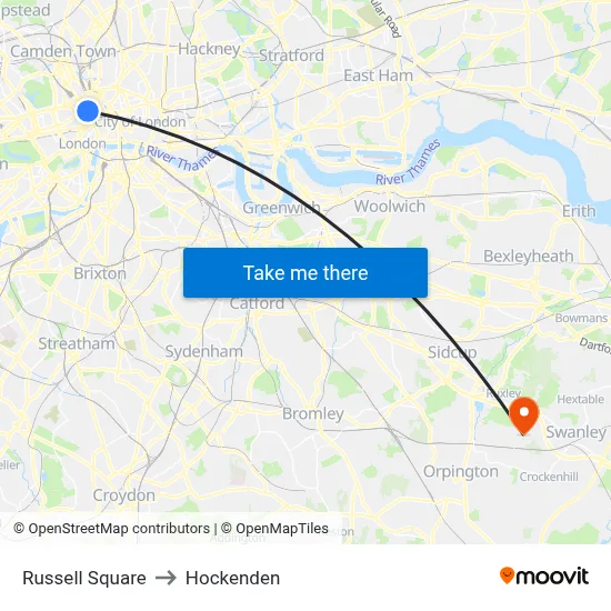 Russell Square to Hockenden map
