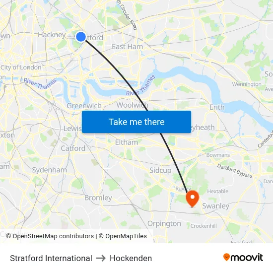 Stratford International to Hockenden map
