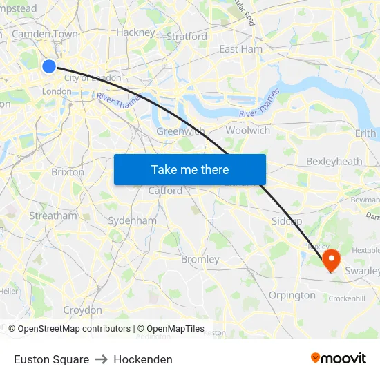 Euston Square to Hockenden map