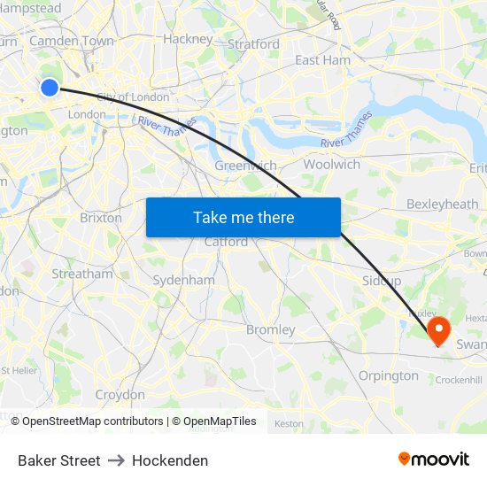 Baker Street to Hockenden map