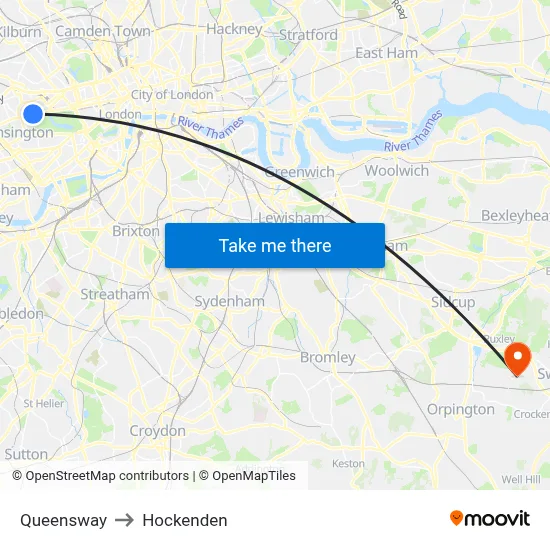 Queensway to Hockenden map