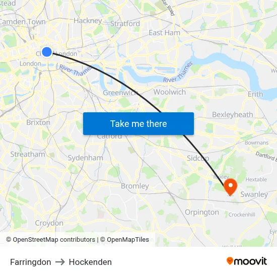 Farringdon to Hockenden map
