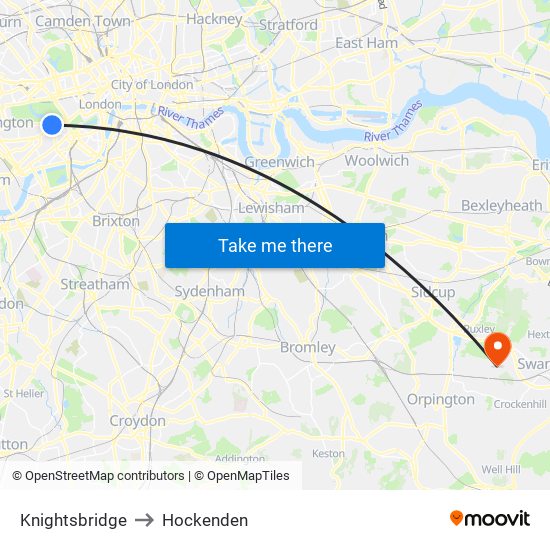 Knightsbridge to Hockenden map