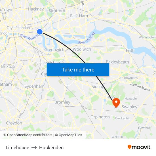 Limehouse to Hockenden map