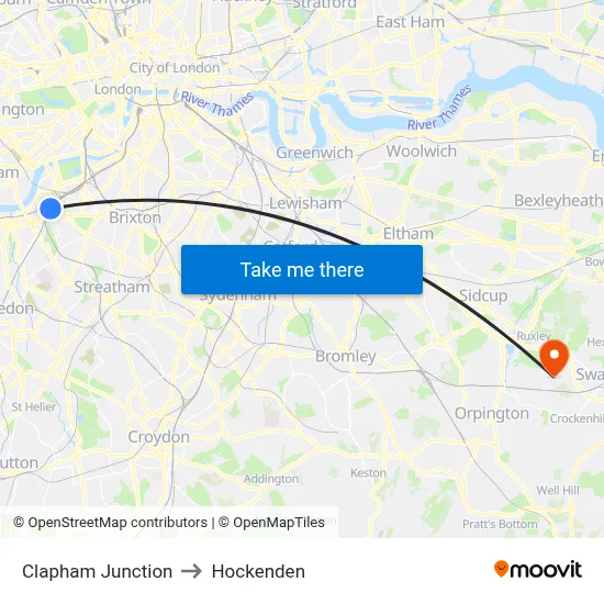 Clapham Junction to Hockenden map