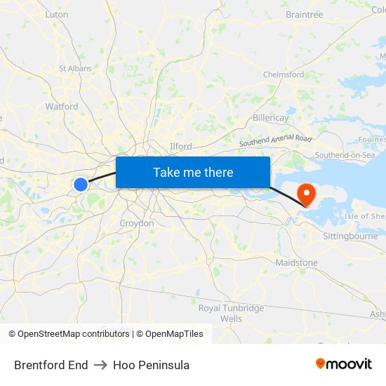 Brentford End to Hoo Peninsula map