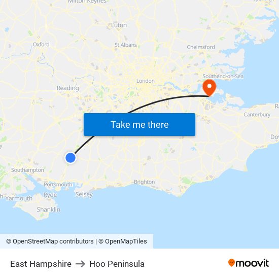 East Hampshire to Hoo Peninsula map