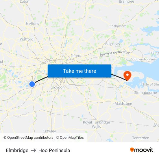 Elmbridge to Hoo Peninsula map