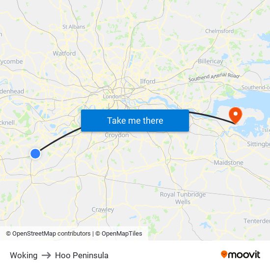 Woking to Hoo Peninsula map