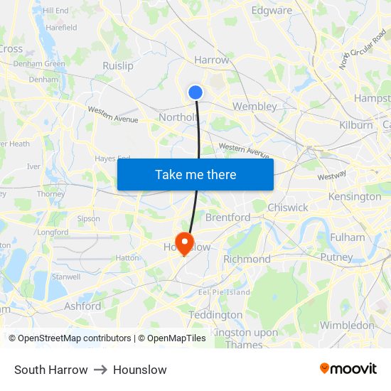 South Harrow to Hounslow map