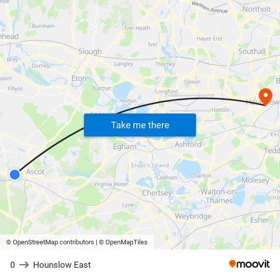 0 to Hounslow East map