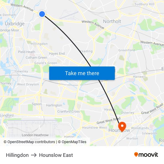 Hillingdon to Hounslow East map