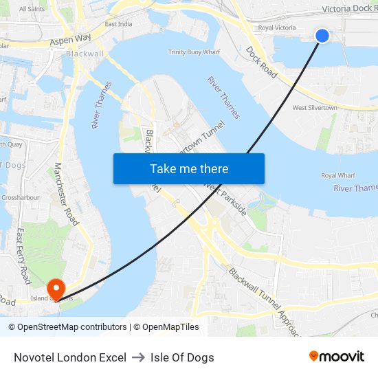 Novotel London Excel to Isle Of Dogs map