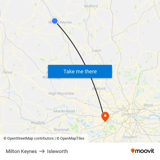 Milton Keynes to Isleworth map