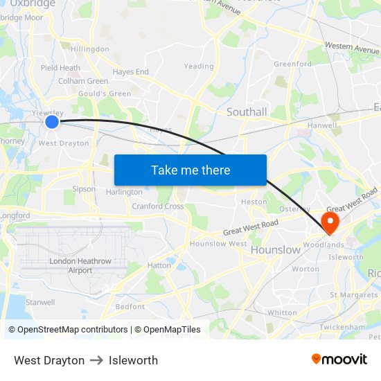 West Drayton to Isleworth map