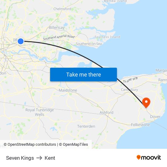 Seven Kings to Kent map