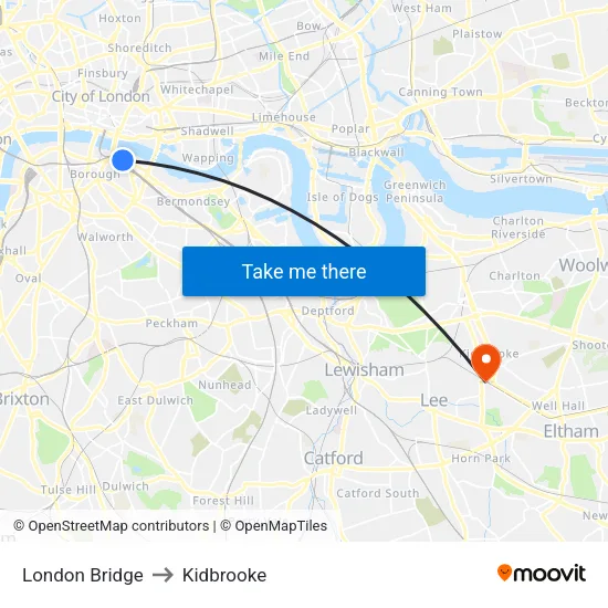 London Bridge to Kidbrooke map
