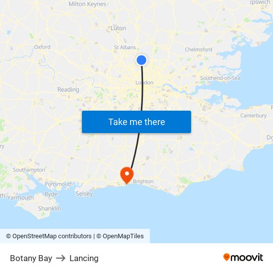 Botany Bay to Lancing map