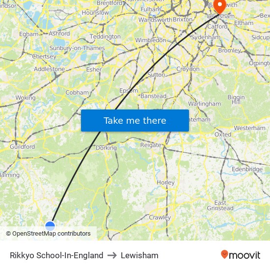 Rikkyo School-In-England to Lewisham map