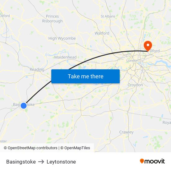 Basingstoke to Leytonstone map