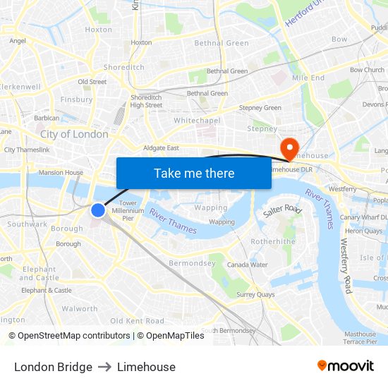 London Bridge to Limehouse map