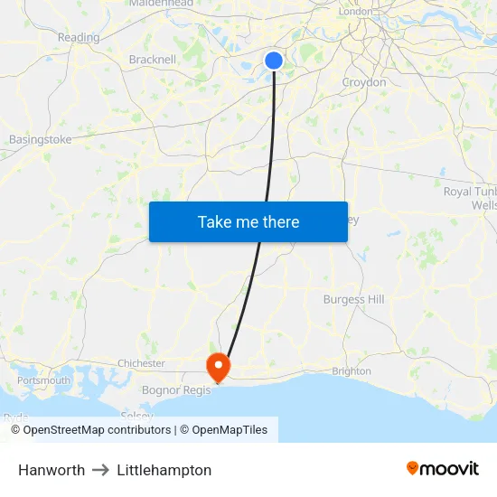 Hanworth to Littlehampton map