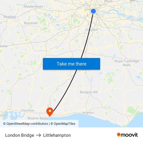 London Bridge to Littlehampton map