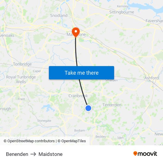 Benenden to Maidstone map