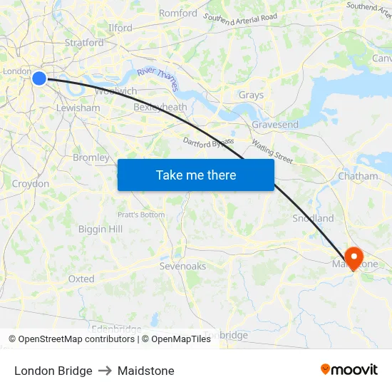 London Bridge to Maidstone map