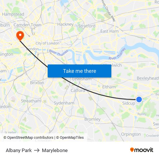 Albany Park to Marylebone map