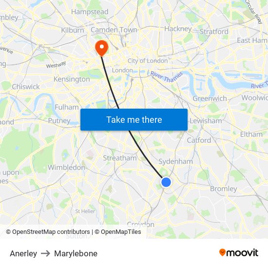 Anerley to Marylebone map