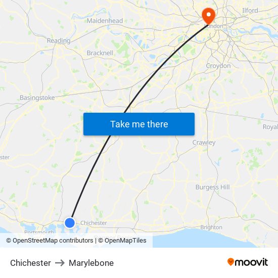 Chichester to Marylebone map