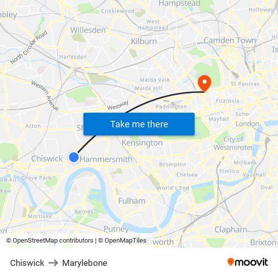 Chiswick to Marylebone map