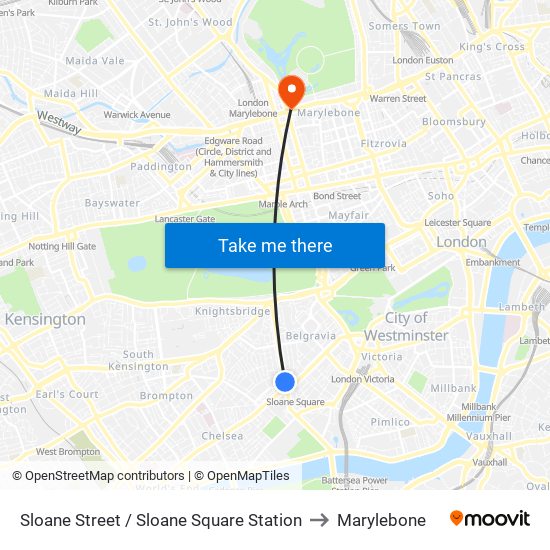 Sloane Street / Sloane Square Station to Marylebone map