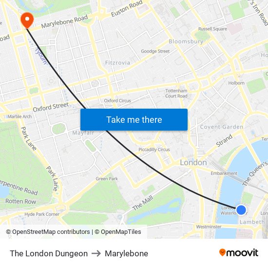 The London Dungeon to Marylebone map