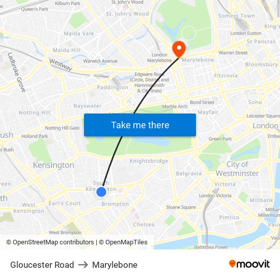 Gloucester Road to Marylebone map