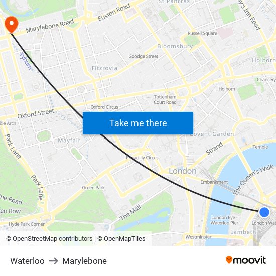 Waterloo to Marylebone map