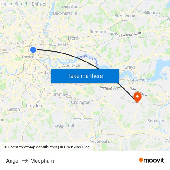 Angel to Meopham map