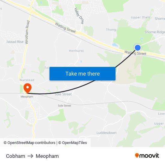 Cobham to Meopham map