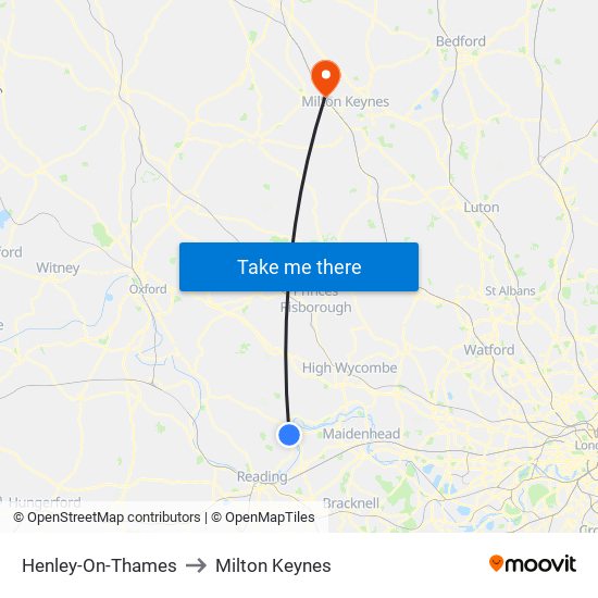 Henley-On-Thames to Milton Keynes map