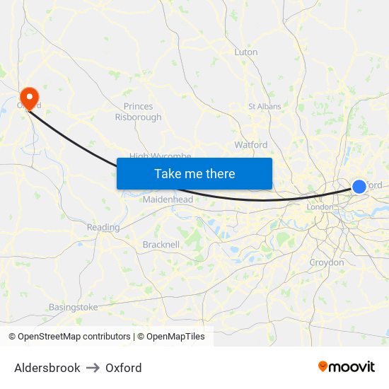 Aldersbrook to Oxford map