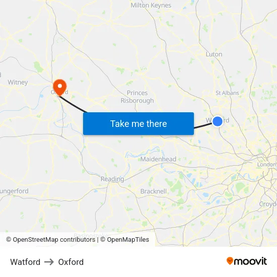Watford to Oxford map